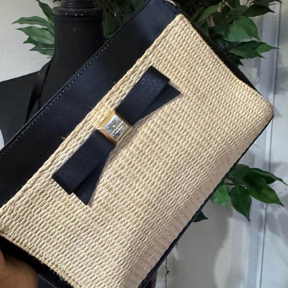 Kate Spade New York Montford Park Straw & Black w/ Gold Crossbody Bag / Purse - Picture 3 of 16